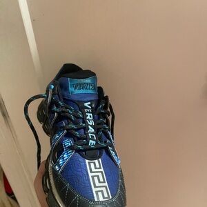 Versace Black and Blue Athletic Shoes